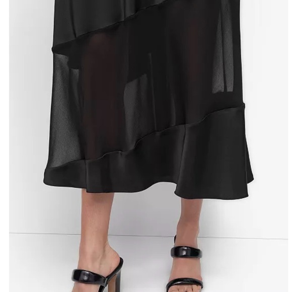 DKNY black satin midi slip dress sleeveless size 8 NEW - Picture 3 of 11